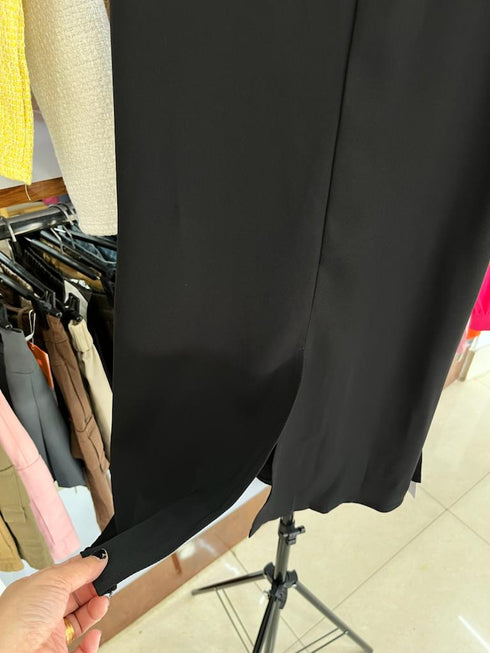 A-Line High Waist Mid Length Flare Slit Skirts